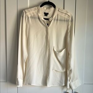 Theory | Brindan Cream Silk Button Down | Medium